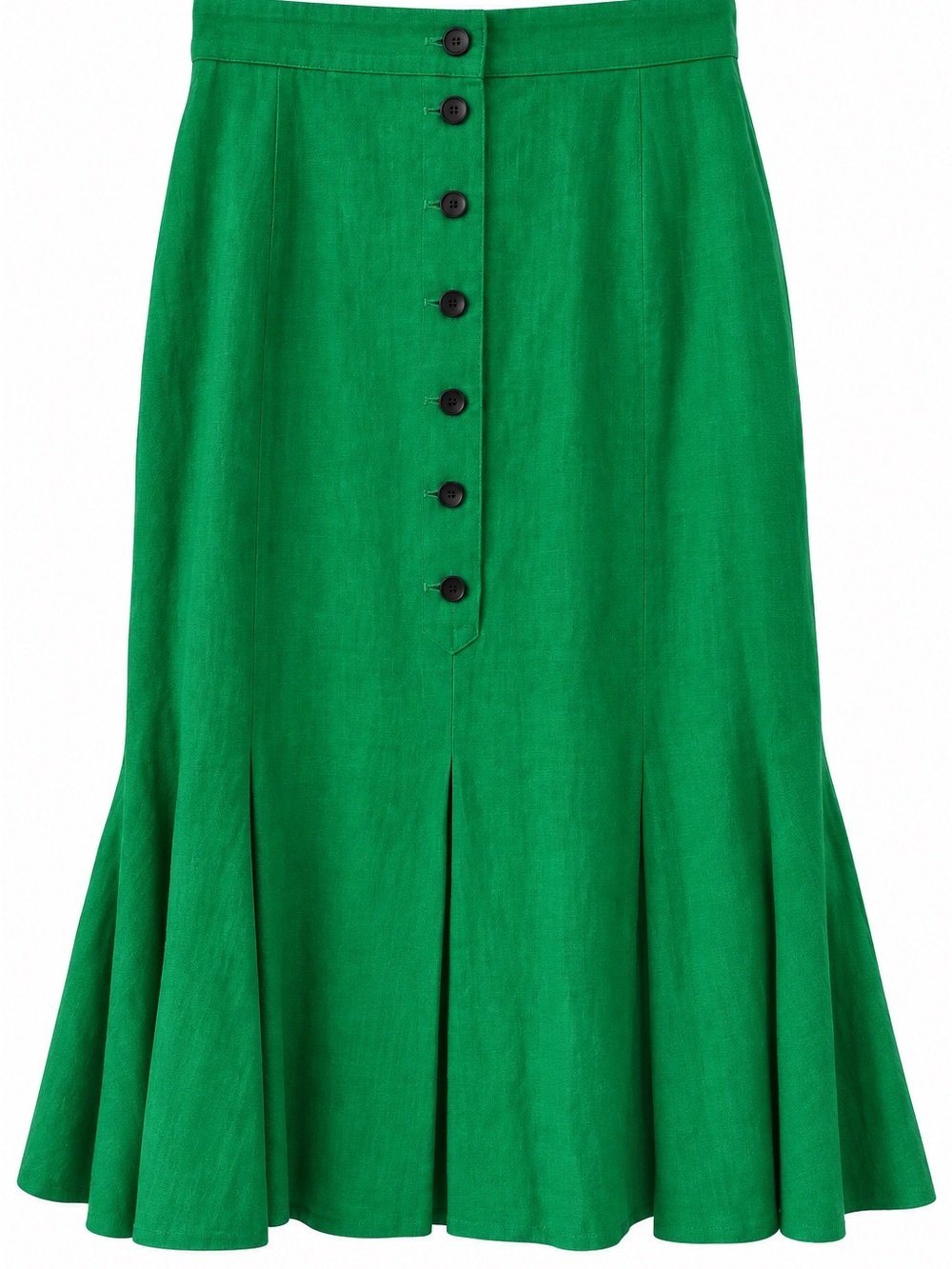 Escada Margaretha Ley Green Linen Button Back Skirt Vintage 8